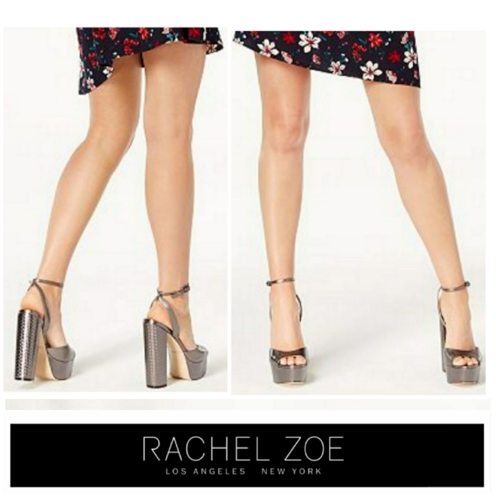 NWOB Rachel Zoe Metallic Gray Platform Sandals